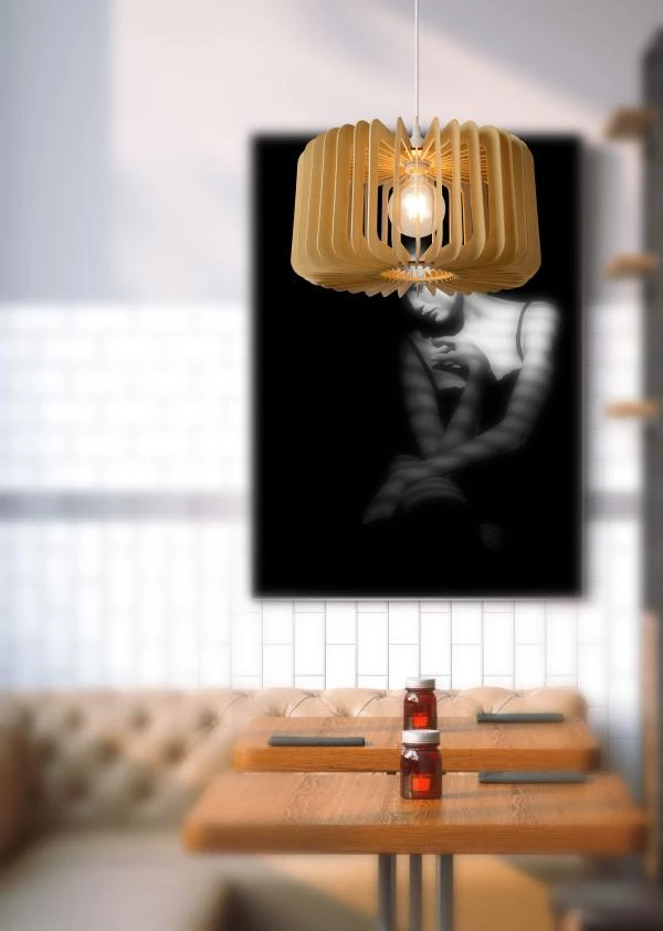 Lucide ETTA - Hanglamp - Ø 39 cm - 1xE27 - Licht hout - sfeer 1